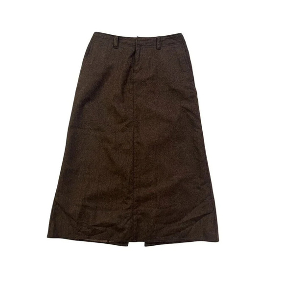 Vtg Eddie Bauer Women Wool Blend Maxi Skirt Brown 6 P Minimalist Lined Academia - Picture 2 of 9